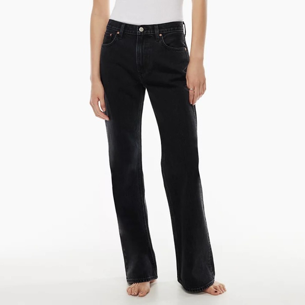 Denim Forum The Marianne Mid Rise Loose Flare 32L Black Size 24